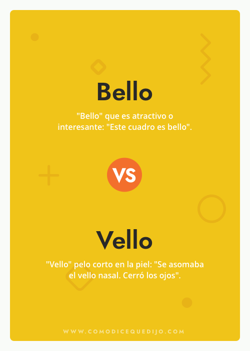 Bello o Vello - Cómo se escribe