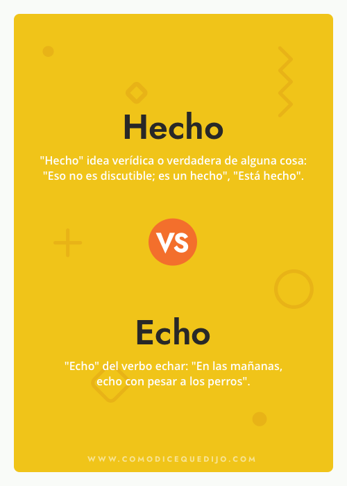 Hecho O Echo Cómo Se Escribe Y Diferencias ¿cómo Dice Que Dijo 