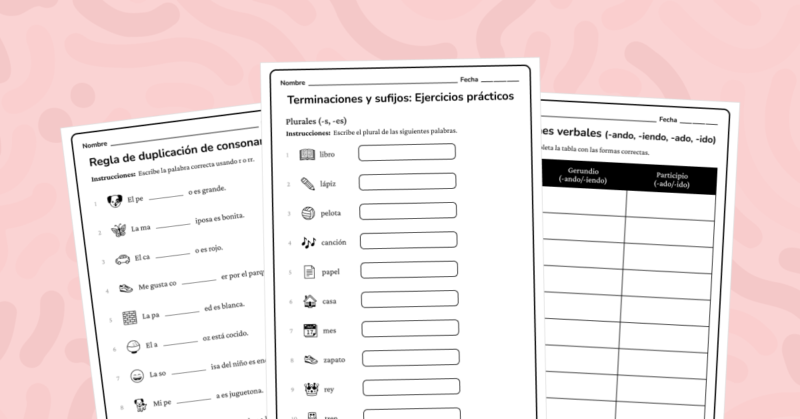 Ejercicios de sufijos y terminaciones gramaticales