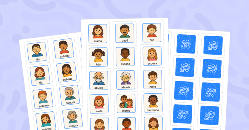 Aprende el vocabulario de la familia con este juego de memoria visual y divertido. Ideal para trabajar en parejas o grupos pequeños.