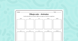 Escribe y dibuja palabras según su categoría. Actividad ideal para reforzar vocabulario de forma creativa.