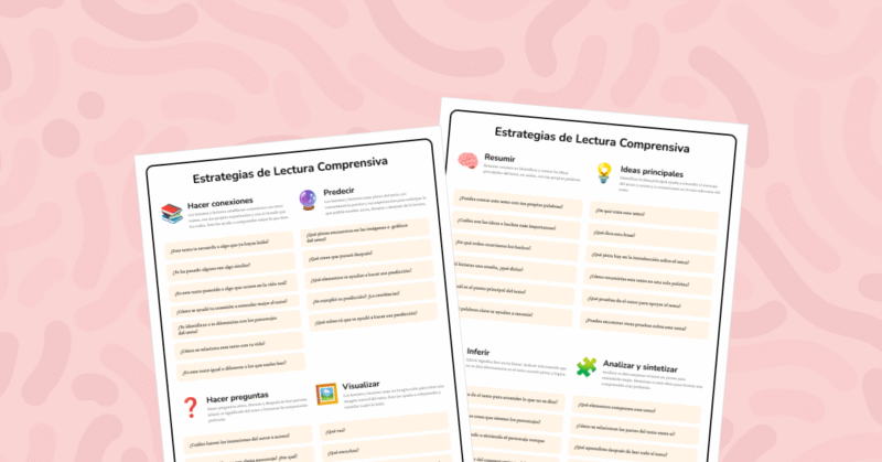 Tarjetas con preguntas para enseñar a inferir, predecir, resumir y más. Mejora la comprensión lectora paso a paso.