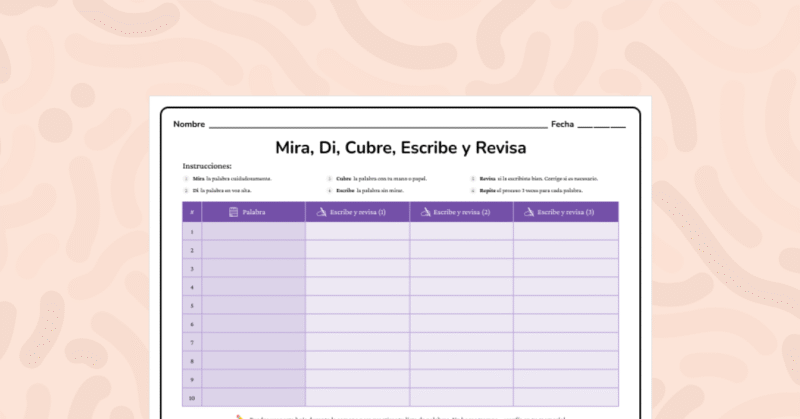 Recurso ideal para practicar ortografía con el método Mira, Di, Cubre, Escribe y Revisa. Fácil, efectivo y reutilizable.