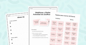 Clasifica oraciones en metáforas o símiles y crea tus propios ejemplos. Actividad de lenguaje figurado.