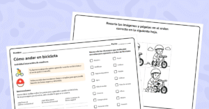 Escribe instrucciones claras para aprender a andar en bicicleta, seleccionando los elementos correctos y ordenando los pasos.